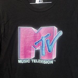 Music Television MTV Logo T-Shirt Black M